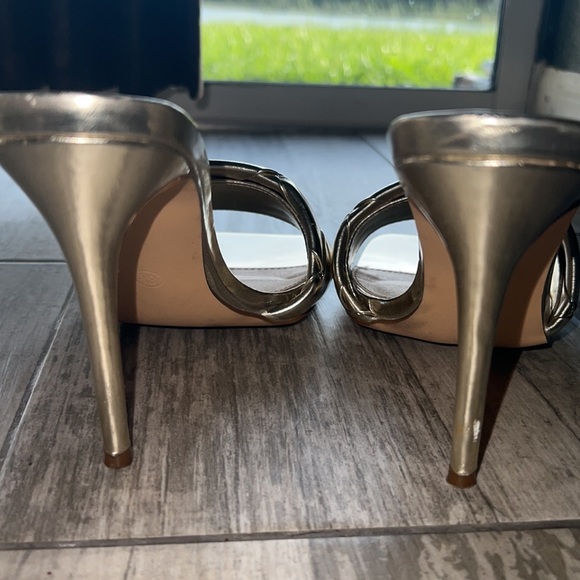 Fashion Nova Heels- Cut You Off Mules- Gold - Picture 4 of 12